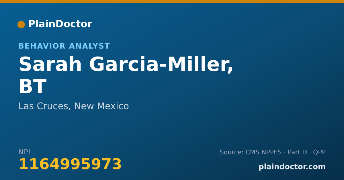 Shareable card for Sarah Garcia-Miller, BT - Behavior Analyst, Las Cruces, NM