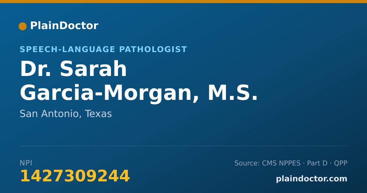 Shareable card for Sarah Garcia-Morgan, M.S. - Speech-Language Pathologist, San Antonio, TX