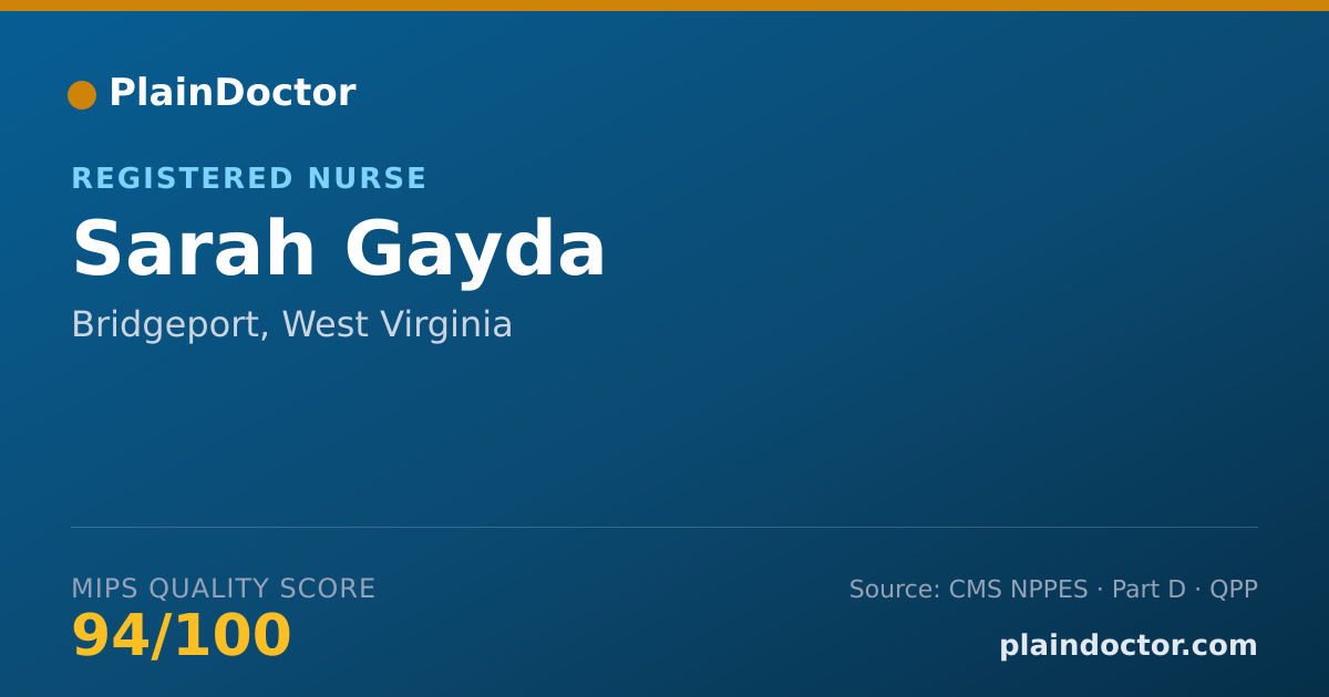 Shareable card for Sarah Gayda - Registered Nurse, Bridgeport, WV