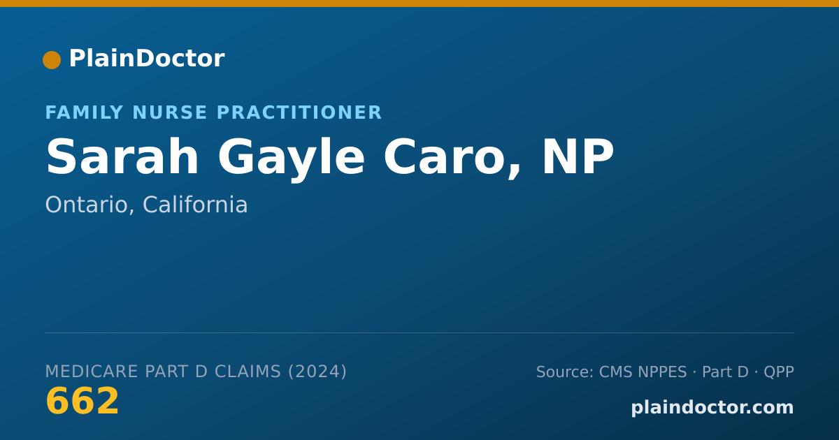 Shareable card for Sarah Gayle Caro, NP - Family Nurse Practitioner, Ontario, CA