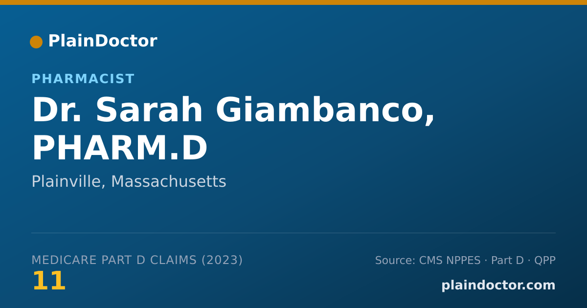 Shareable card for Sarah Giambanco, PHARM.D - Pharmacist, Plainville, MA