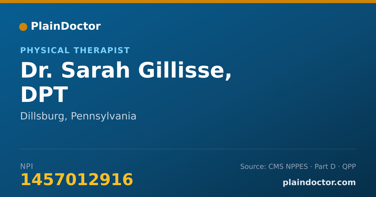 Shareable card for Sarah Gillisse, DPT - Physical Therapist, Dillsburg, PA