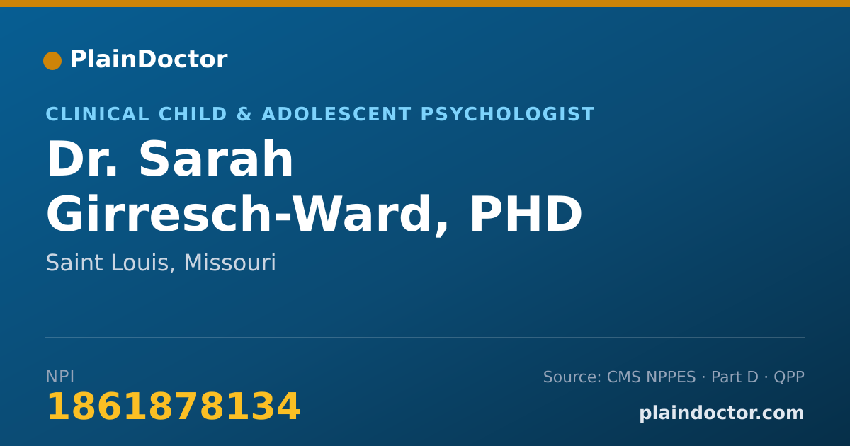 Shareable card for Sarah Girresch-Ward, PHD - Clinical Child & Adolescent Psychologist, Saint Louis, MO