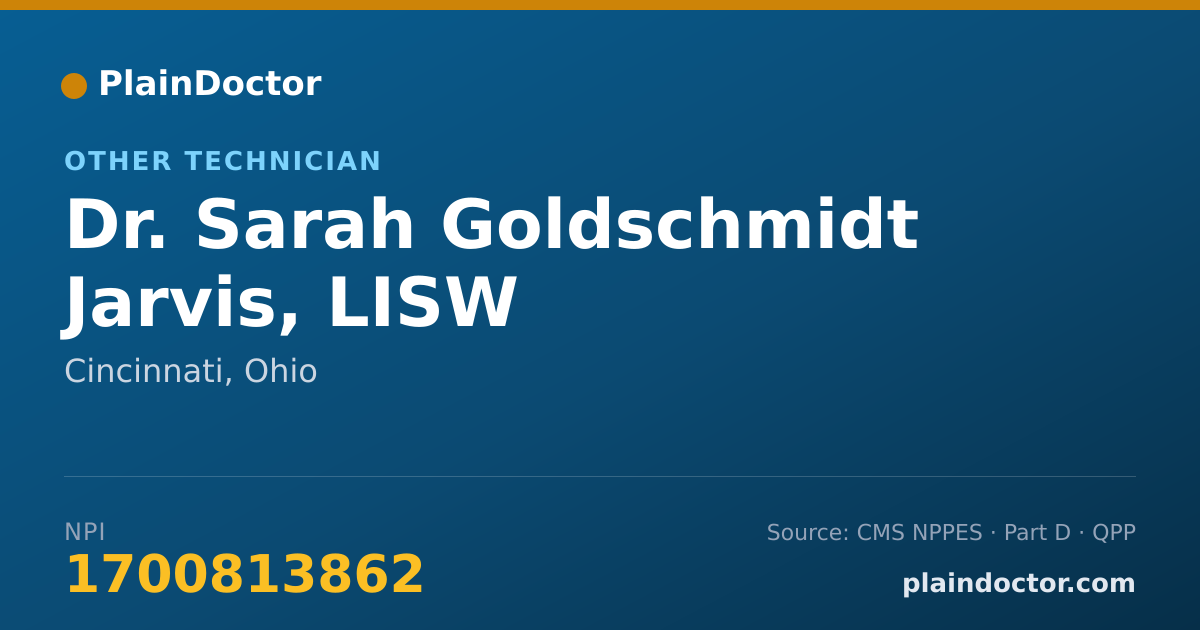 Shareable card for Sarah Goldschmidt Jarvis, LISW - Other Technician, Cincinnati, OH
