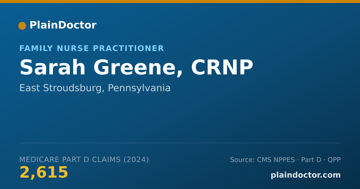 Shareable card for Sarah Greene, CRNP - Family Nurse Practitioner, East Stroudsburg, PA