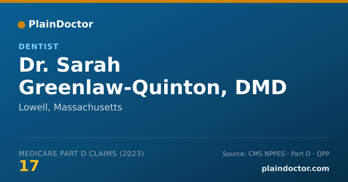 Shareable card for Sarah Greenlaw-Quinton, DMD - Dentist, Lowell, MA