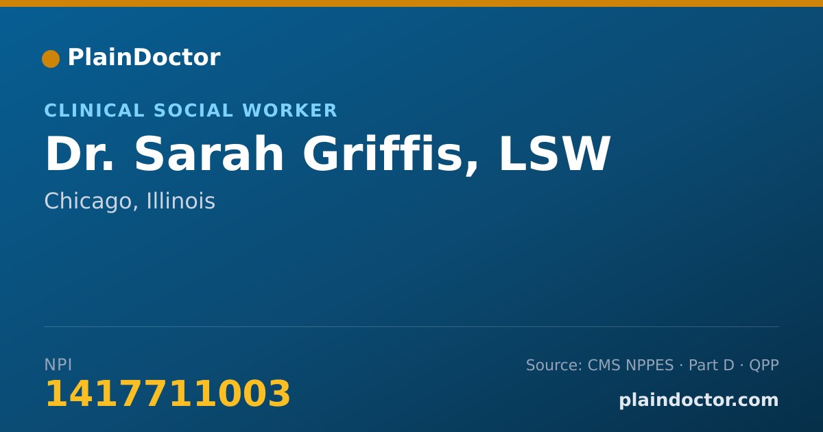 Shareable card for Sarah Griffis, LSW - Clinical Social Worker, Chicago, IL