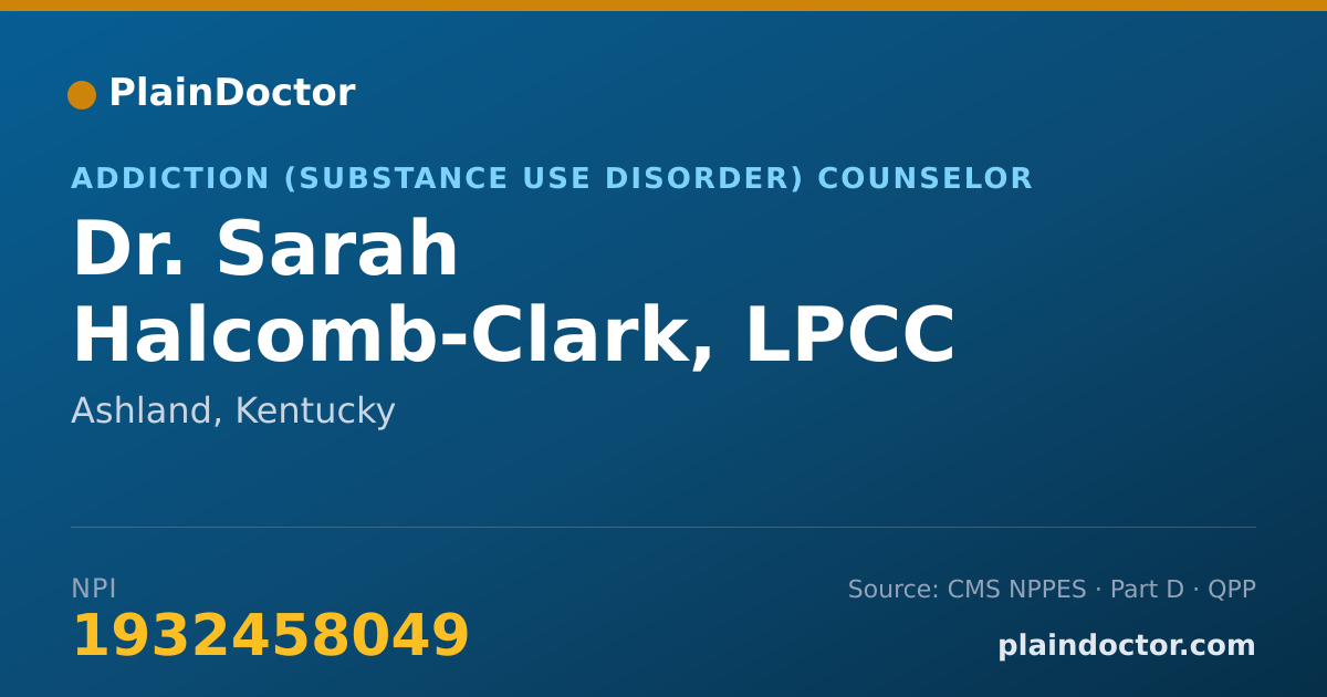 Shareable card for Sarah Halcomb-Clark, LPCC - Addiction (Substance Use Disorder) Counselor, Ashland, KY