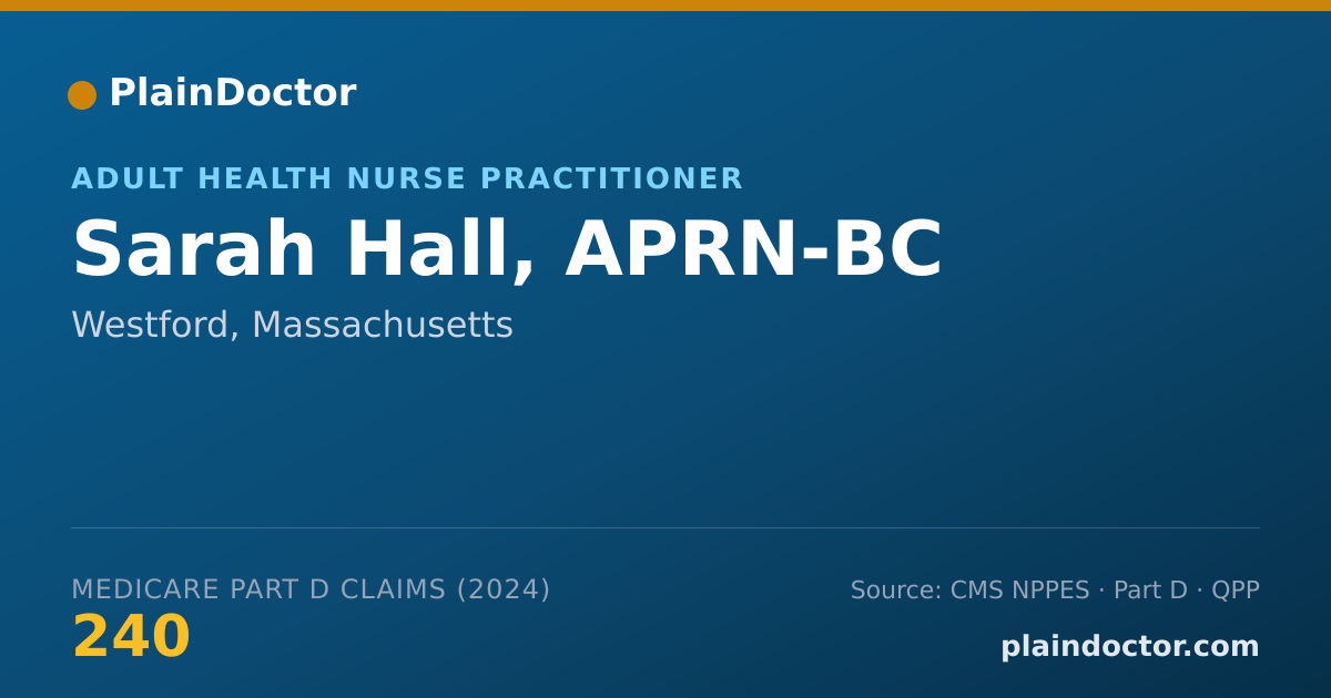 Shareable card for Sarah Hall, APRN-BC - Adult Health Nurse Practitioner, Westford, MA