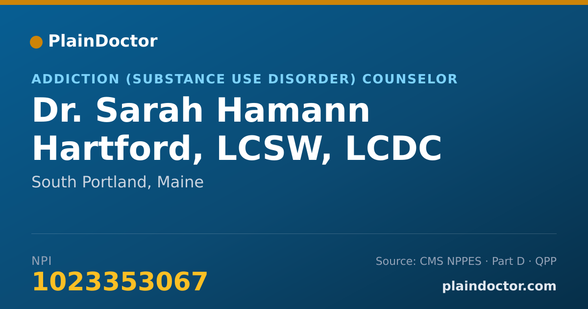 Shareable card for Sarah Hamann Hartford, LCSW, LCDC - Addiction (Substance Use Disorder) Counselor, South Portland, ME