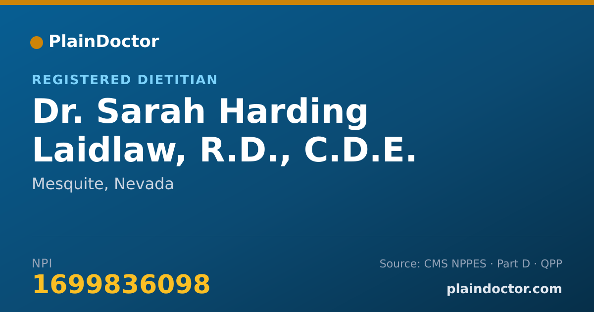 Shareable card for Sarah Harding Laidlaw, R.D., C.D.E. - Registered Dietitian, Mesquite, NV