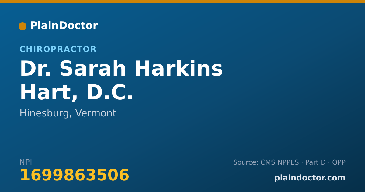 Shareable card for Sarah Harkins Hart, D.C. - Chiropractor, Hinesburg, VT