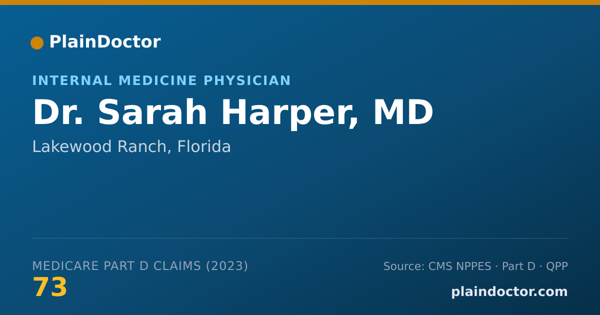 Shareable card for Sarah Harper, MD - Internal Medicine Physician, Lakewood Ranch, FL