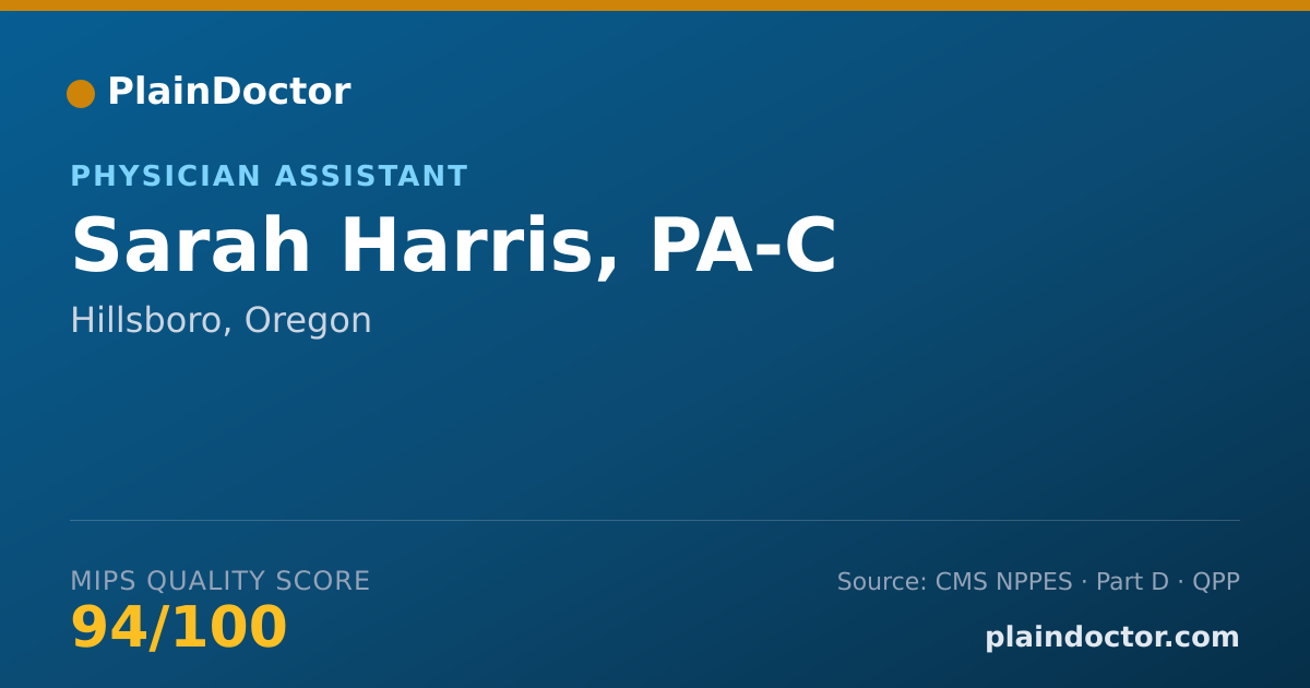 Shareable card for Sarah Harris, PA-C - Physician Assistant, Hillsboro, OR