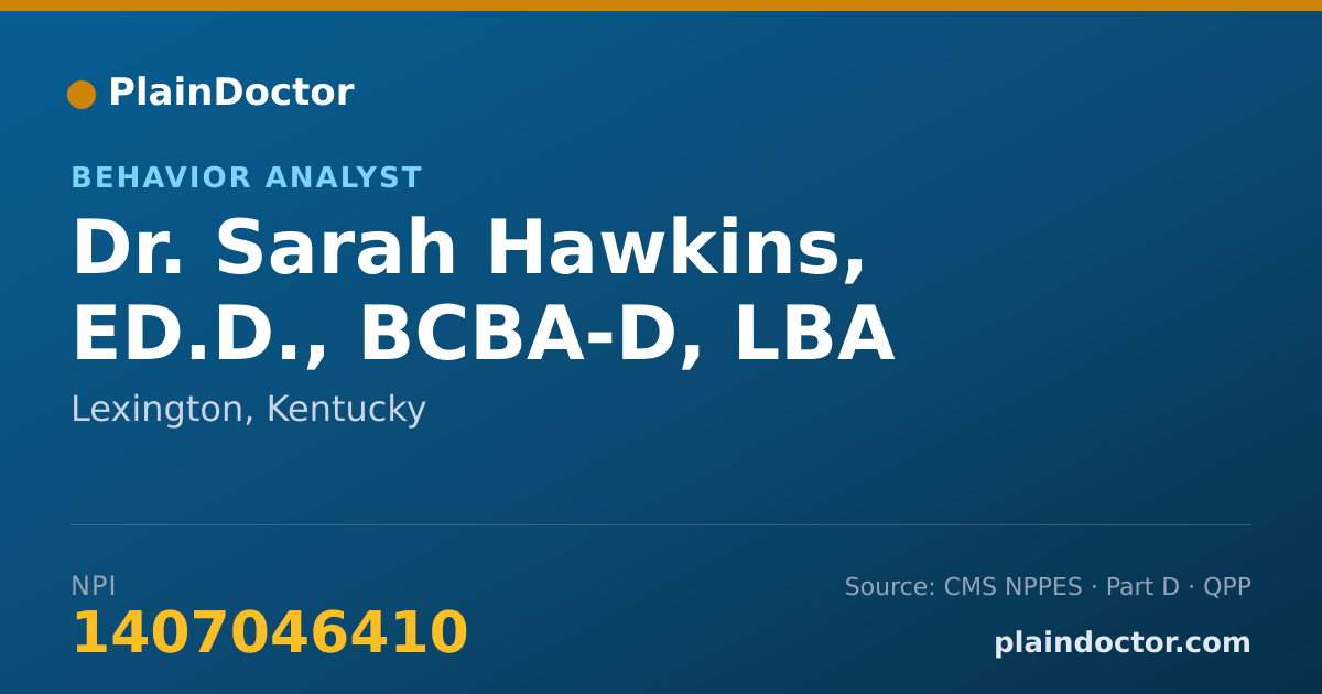 Shareable card for Sarah Hawkins, ED.D., BCBA-D, LBA - Behavior Analyst, Lexington, KY