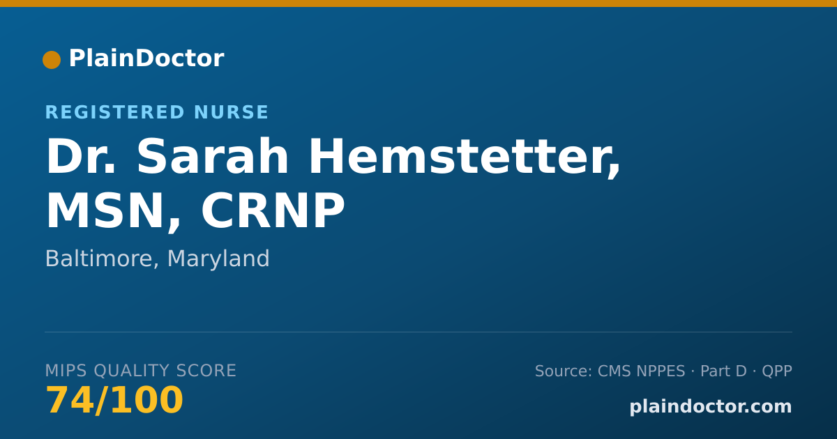 Shareable card for Sarah Hemstetter, MSN, CRNP - Registered Nurse, Baltimore, MD
