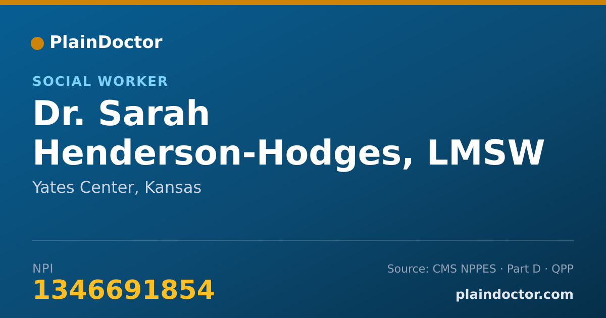 Shareable card for Sarah Henderson-Hodges, LMSW - Social Worker, Yates Center, KS