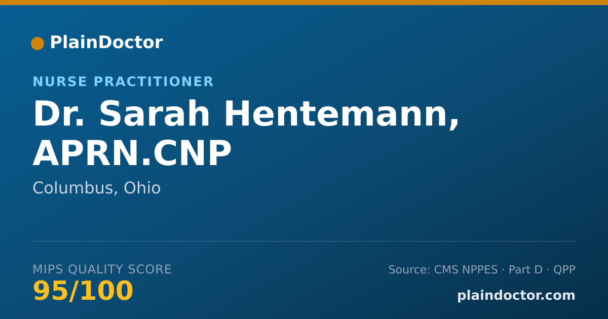 Shareable card for Sarah Hentemann, APRN.CNP - Nurse Practitioner, Columbus, OH