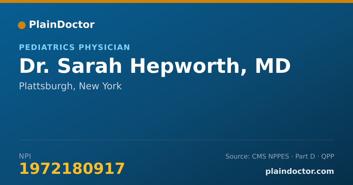 Shareable card for Sarah Hepworth, MD - Pediatrics Physician, Plattsburgh, NY