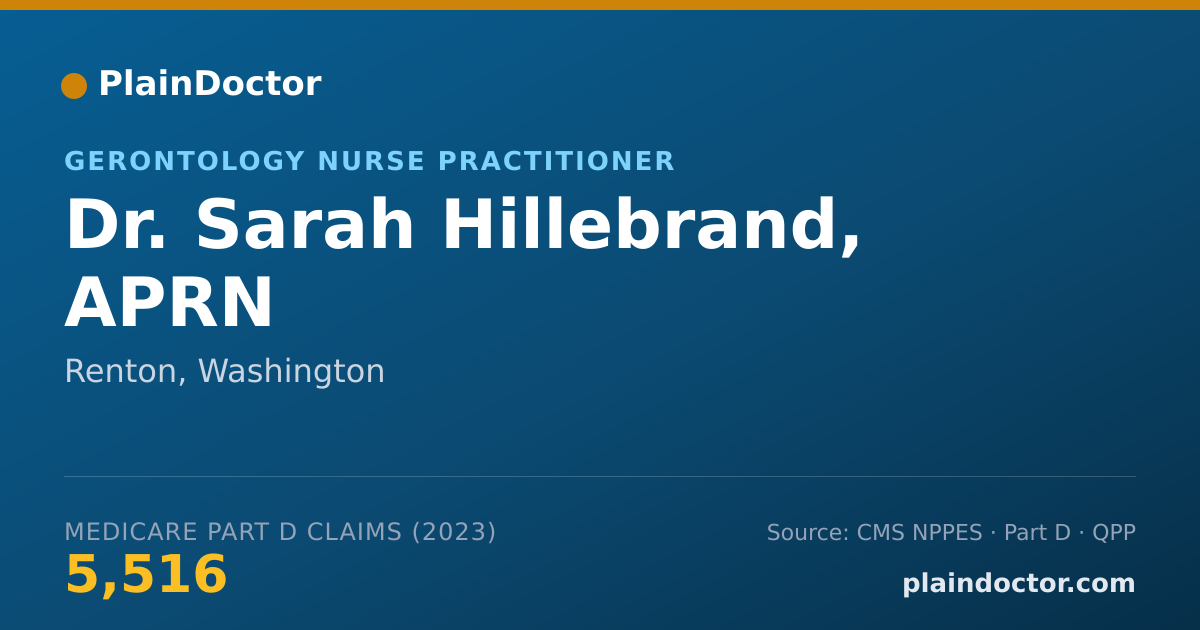 Shareable card for Sarah Hillebrand, APRN - Gerontology Nurse Practitioner, Renton, WA