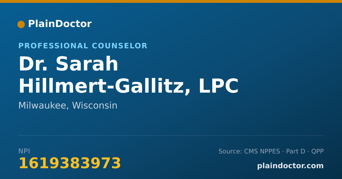Shareable card for Sarah Hillmert-Gallitz, LPC - Professional Counselor, Milwaukee, WI