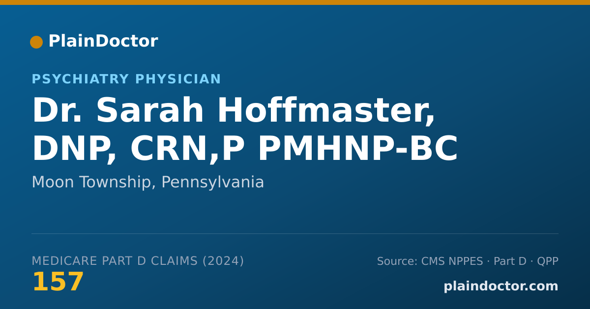Shareable card for Sarah Hoffmaster, DNP, CRN,P PMHNP-BC - Child & Adolescent Psychiatry Physician, Moon Township, PA