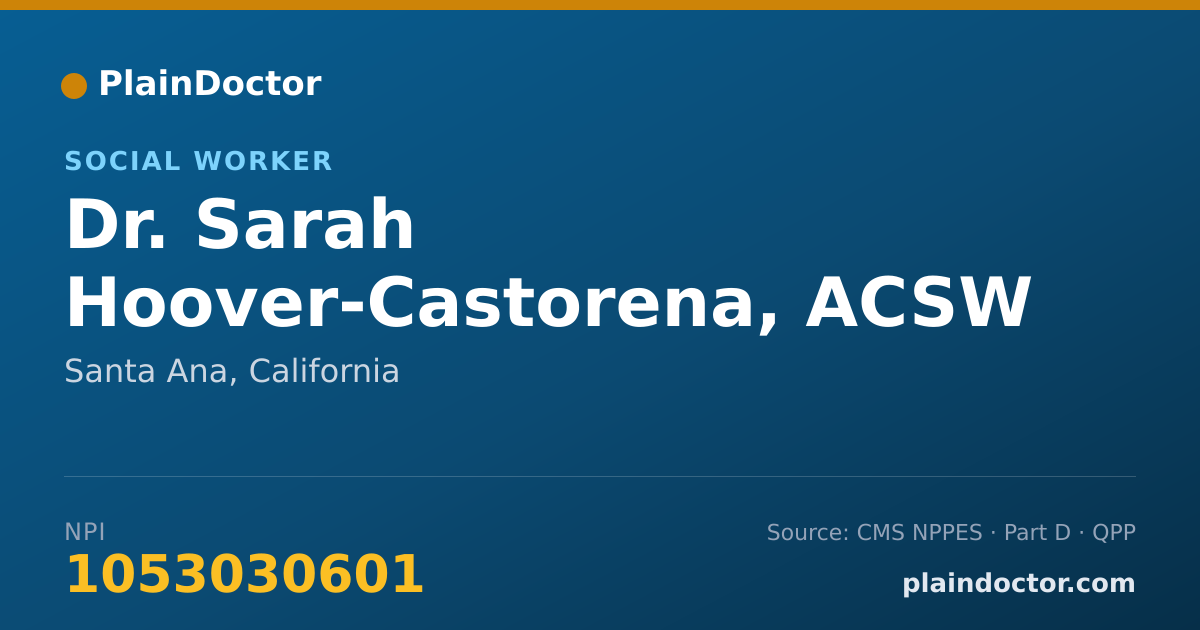Shareable card for Sarah Hoover-Castorena, ACSW - Social Worker, Santa Ana, CA
