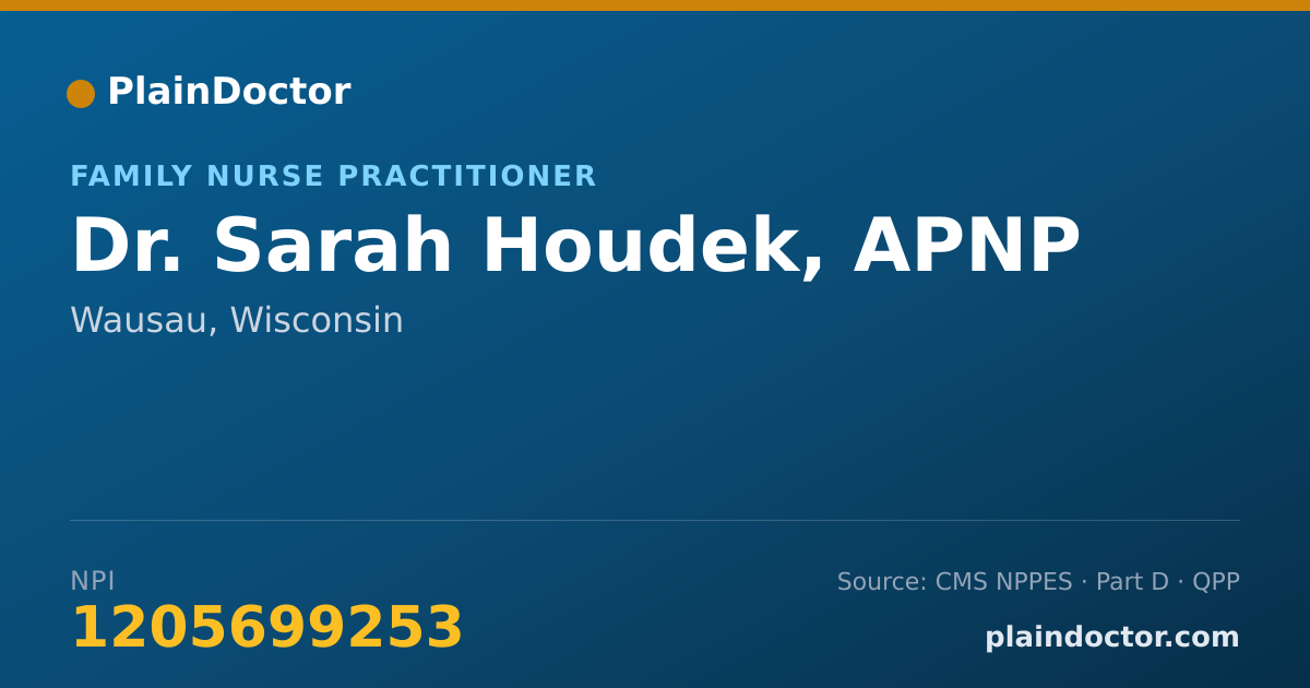 Shareable card for Sarah Houdek, APNP - Family Nurse Practitioner, Wausau, WI