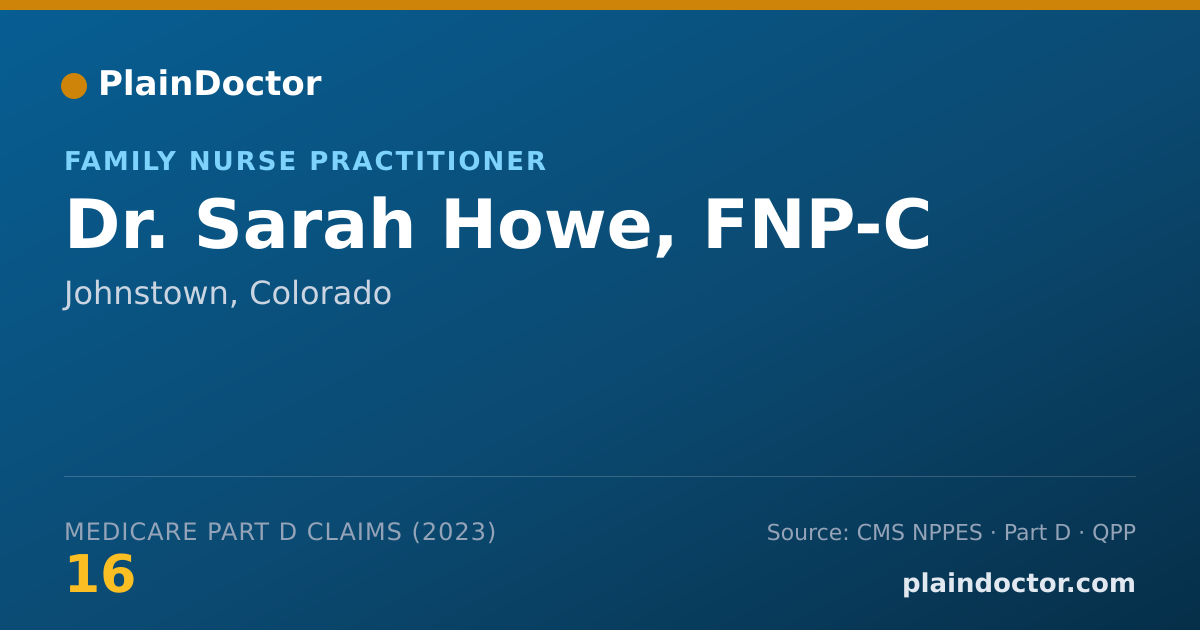Shareable card for Sarah Howe, FNP-C - Family Nurse Practitioner, Johnstown, CO