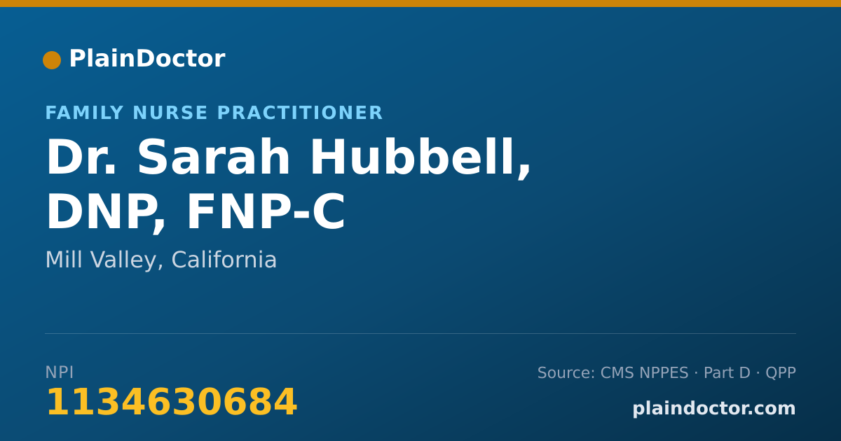 Shareable card for Sarah Hubbell, DNP, FNP-C - Family Nurse Practitioner, Mill Valley, CA