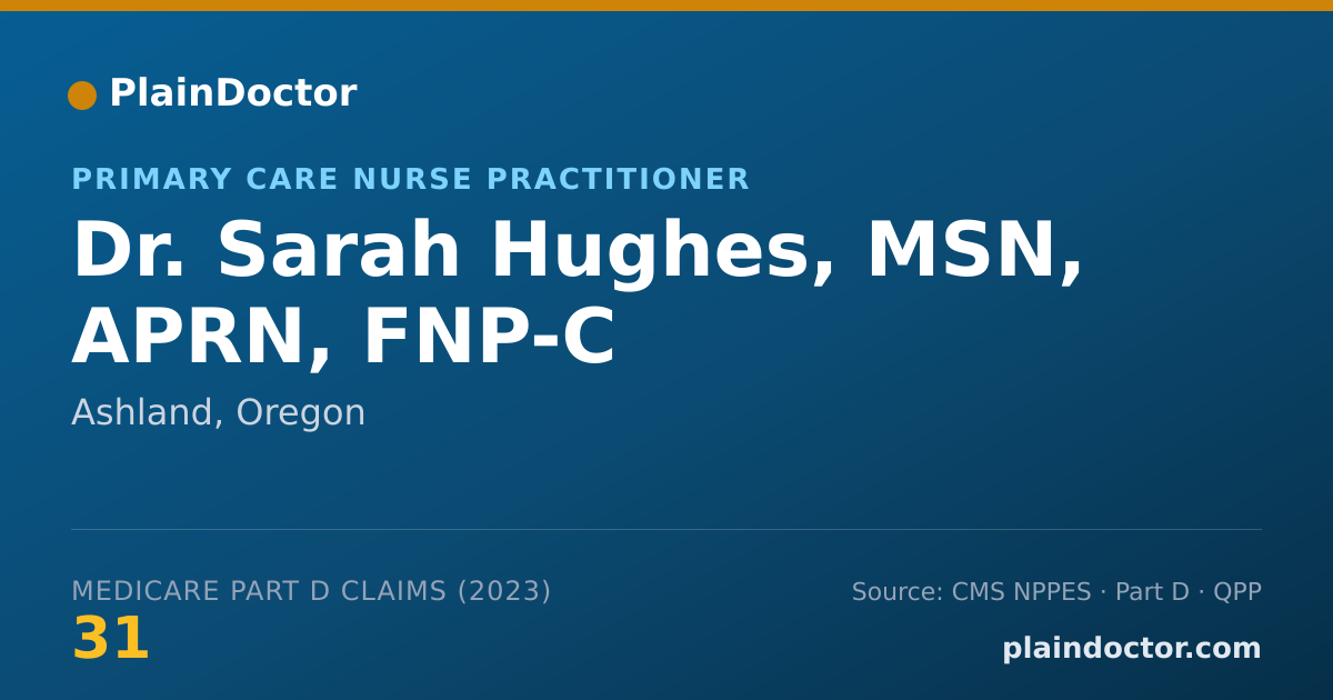 Shareable card for Sarah Hughes, MSN, APRN, FNP-C - Primary Care Nurse Practitioner, Ashland, OR