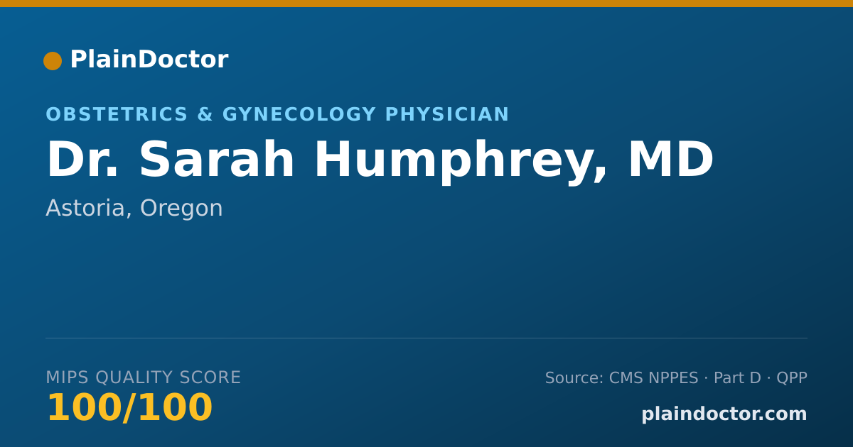 Shareable card for Sarah Humphrey, MD - Obstetrics & Gynecology Physician, Astoria, OR