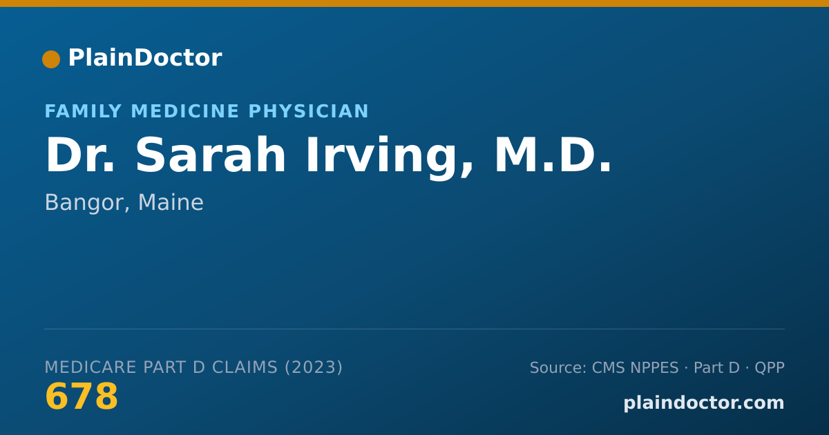 Shareable card for Sarah Irving, M.D. - Family Medicine Physician, Bangor, ME