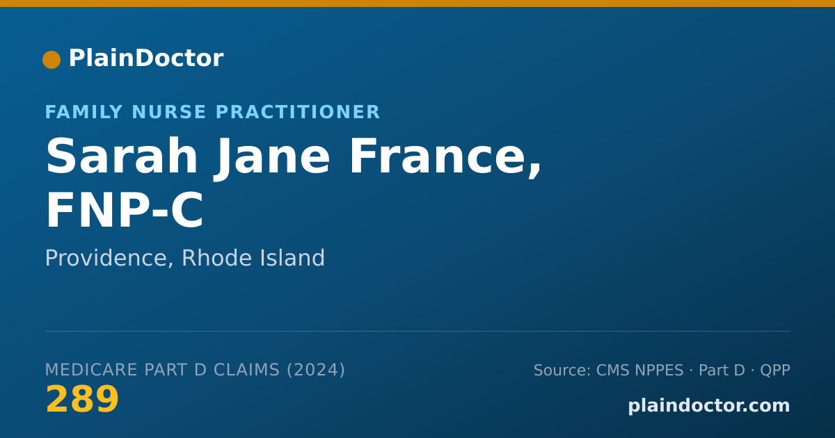 Shareable card for Sarah Jane France, FNP-C - Family Nurse Practitioner, Providence, RI