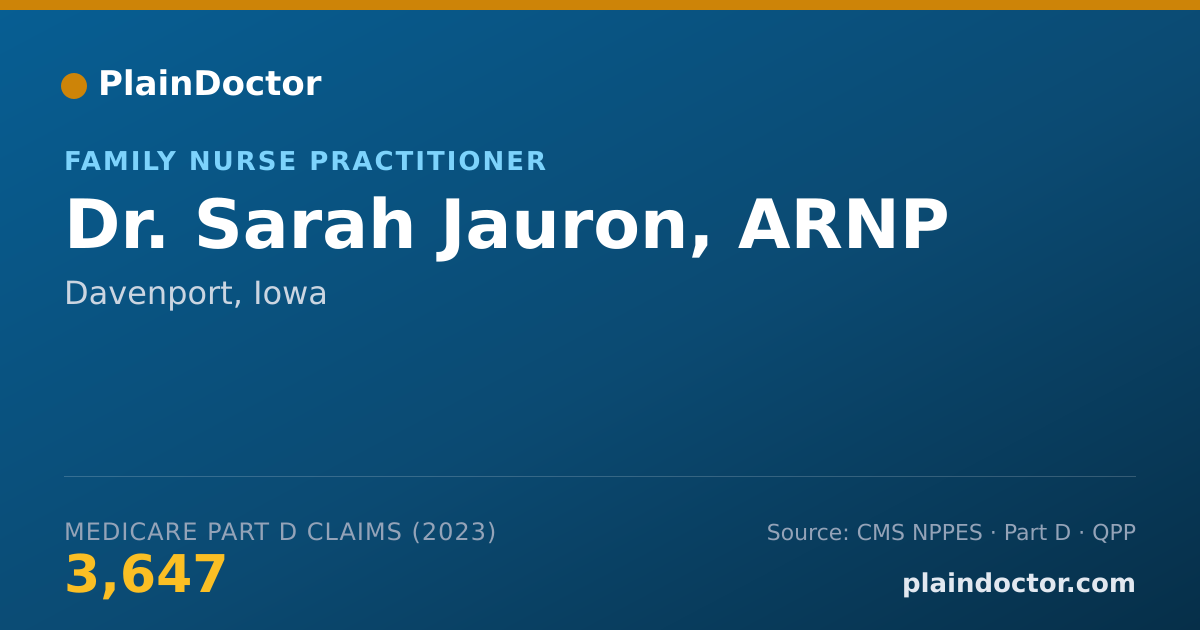 Shareable card for Sarah Jauron, ARNP - Family Nurse Practitioner, Davenport, IA