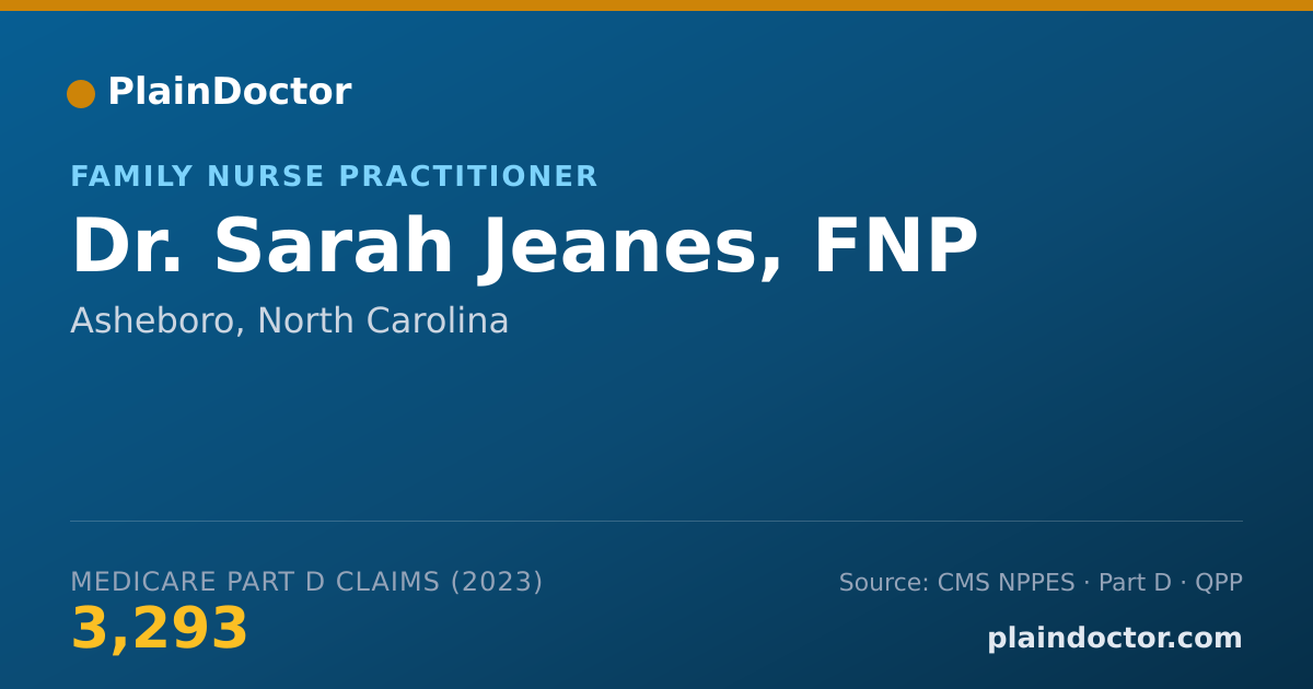 Shareable card for Sarah Jeanes, FNP - Family Nurse Practitioner, Asheboro, NC