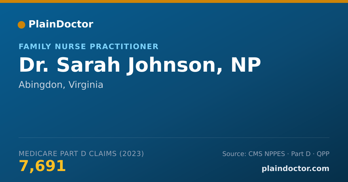 Shareable card for Sarah Johnson, NP - Family Nurse Practitioner, Abingdon, VA