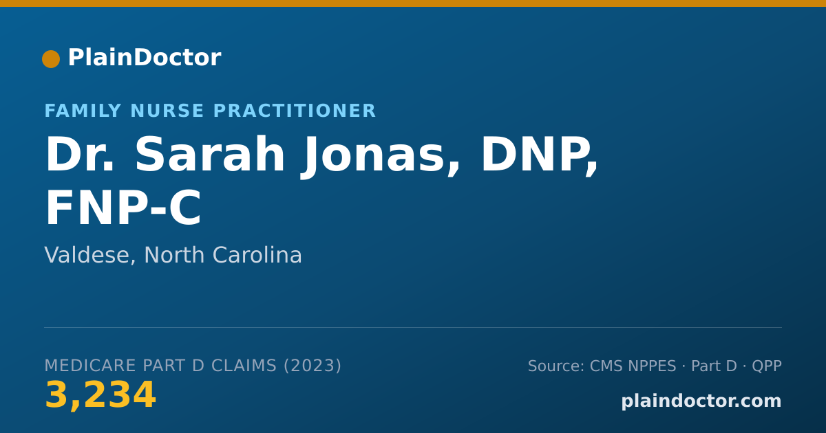 Shareable card for Sarah Jonas, DNP, FNP-C - Family Nurse Practitioner, Valdese, NC