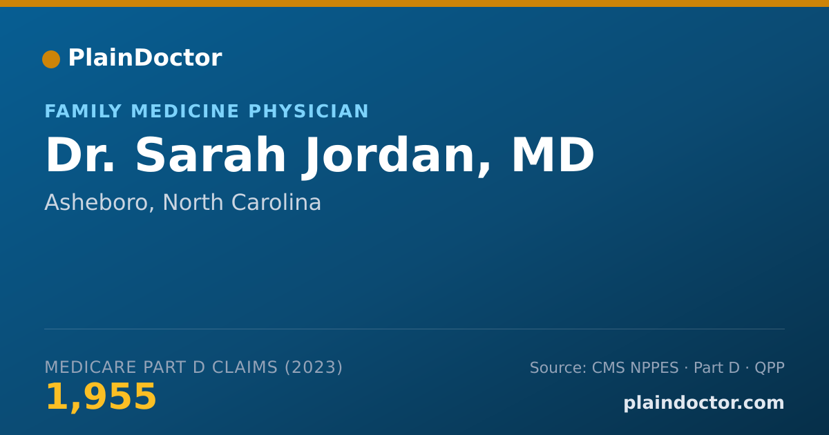 Shareable card for Sarah Jordan, MD - Family Medicine Physician, Asheboro, NC