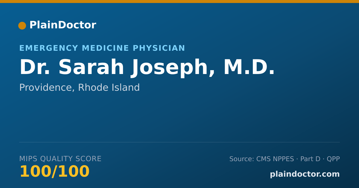 Shareable card for Sarah Joseph, M.D. - Emergency Medicine Physician, Providence, RI