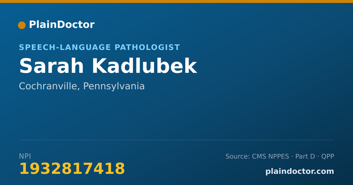 Shareable card for Sarah Kadlubek - Speech-Language Pathologist, Cochranville, PA