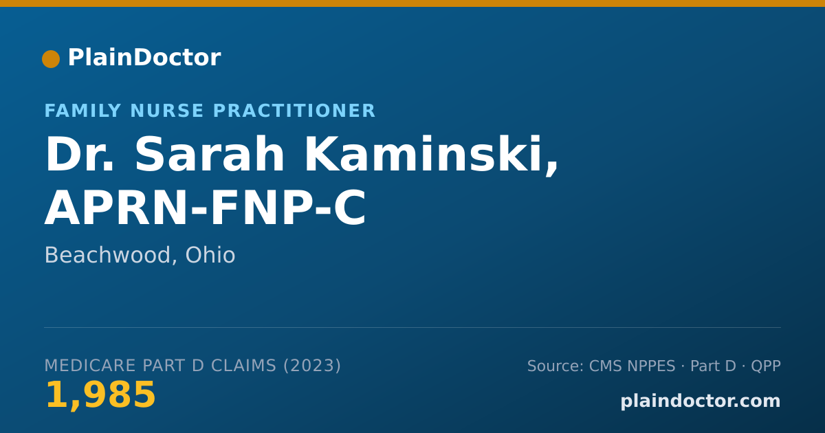 Shareable card for Sarah Kaminski, APRN-FNP-C - Family Nurse Practitioner, Beachwood, OH