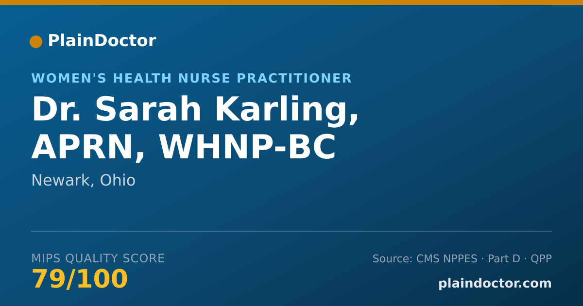 Shareable card for Sarah Karling, APRN, WHNP-BC - Women's Health Nurse Practitioner, Newark, OH