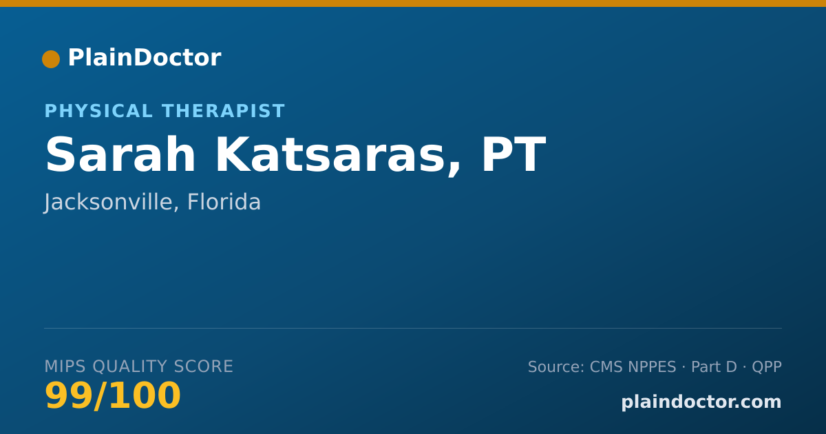 Shareable card for Sarah Katsaras, PT - Physical Therapist, Jacksonville, FL