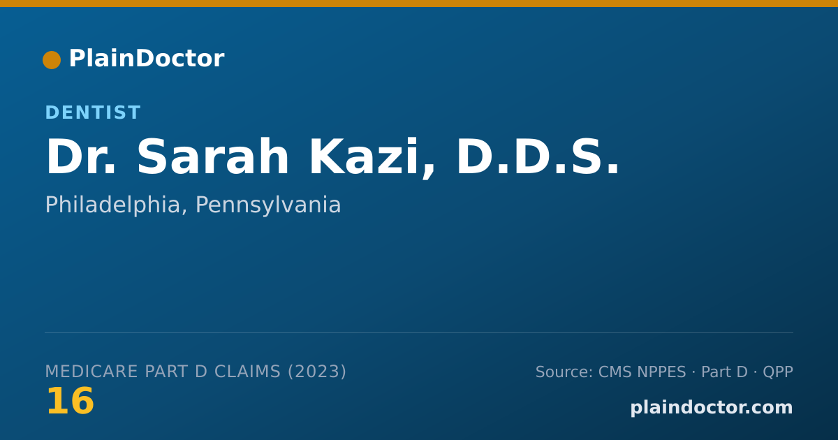 Shareable card for Sarah Kazi, D.D.S. - Dentist, Philadelphia, PA