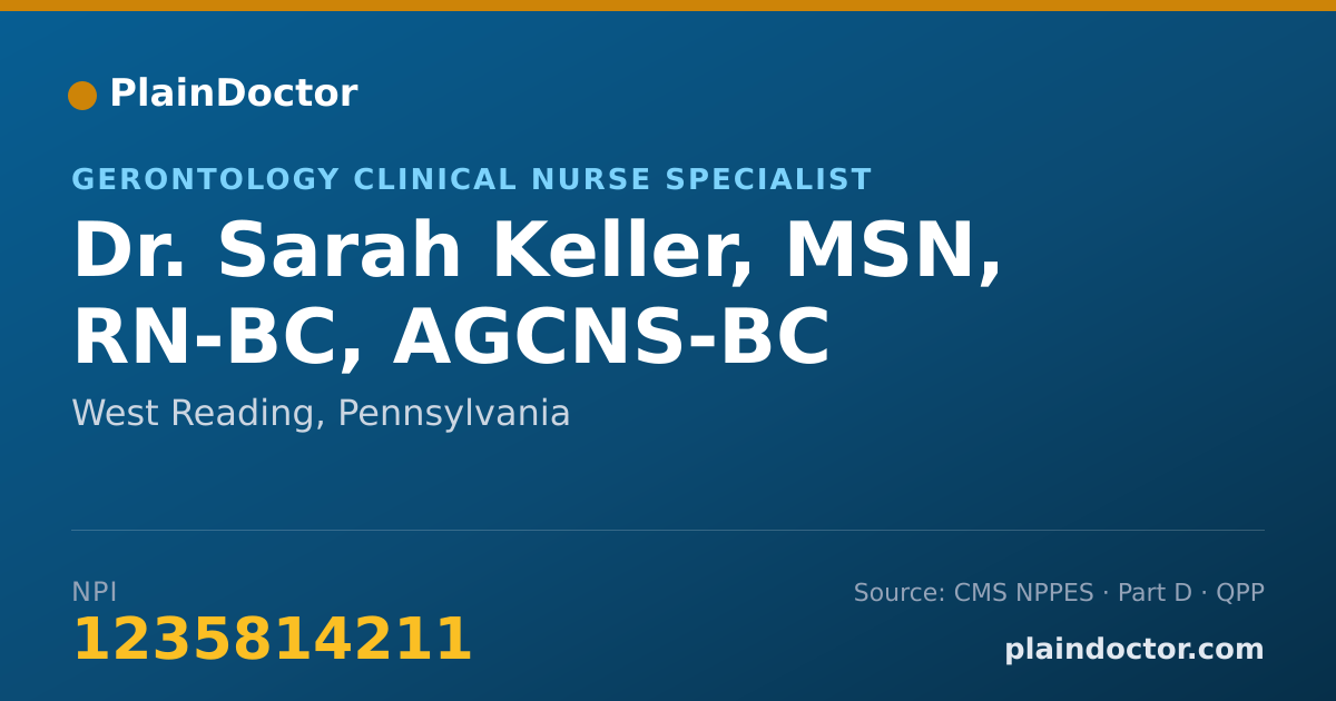 Shareable card for Sarah Keller, MSN, RN-BC, AGCNS-BC - Gerontology Clinical Nurse Specialist, West Reading, PA