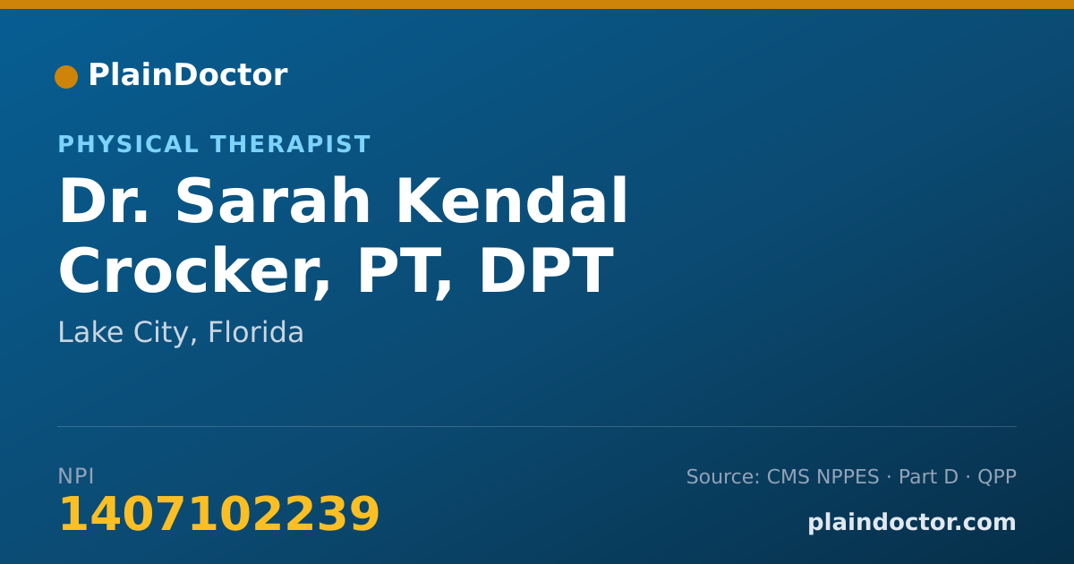Shareable card for Sarah Kendal Crocker, PT, DPT - Physical Therapist, Lake City, FL