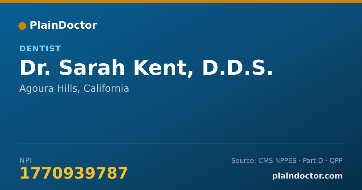 Shareable card for Sarah Kent, D.D.S. - Dentist, Agoura Hills, CA