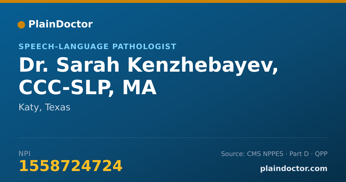 Shareable card for Sarah Kenzhebayev, CCC-SLP, MA - Speech-Language Pathologist, Katy, TX