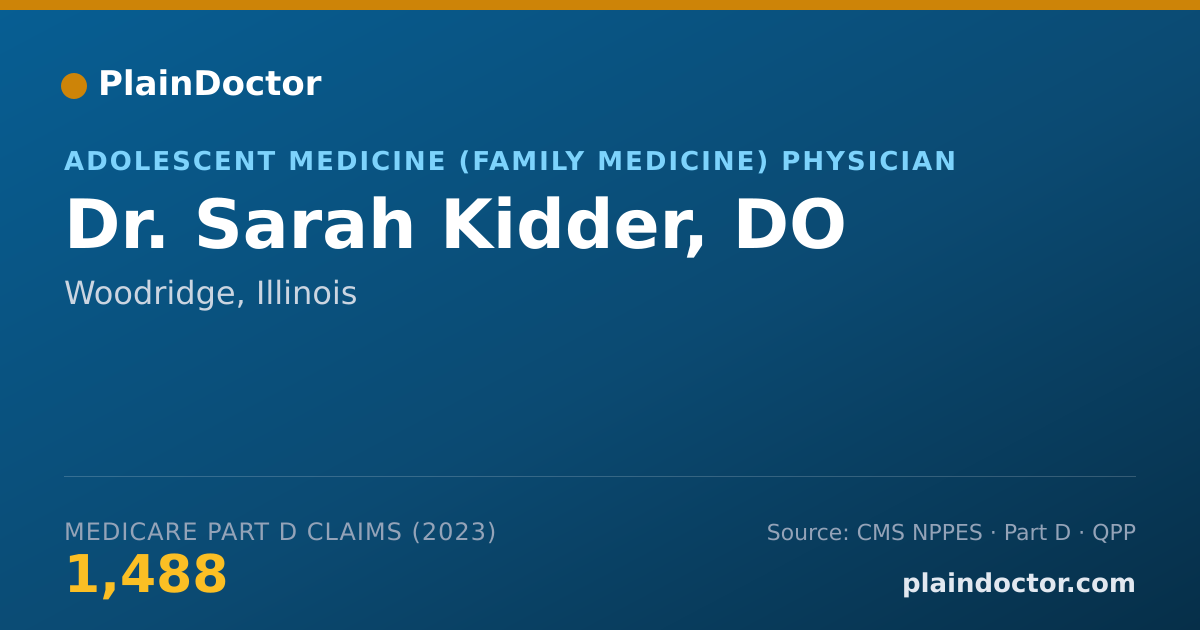 Shareable card for Sarah Kidder, DO - Adolescent Medicine (Family Medicine) Physician, Woodridge, IL